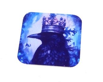 Faux Tin Crow Charm Pendant Handmade Animal Wildlife 25mm 1" Square MM8-1