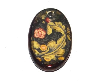 Ceramic Flower Pendant Handmade Focal Porcelain 30mm PP8-1