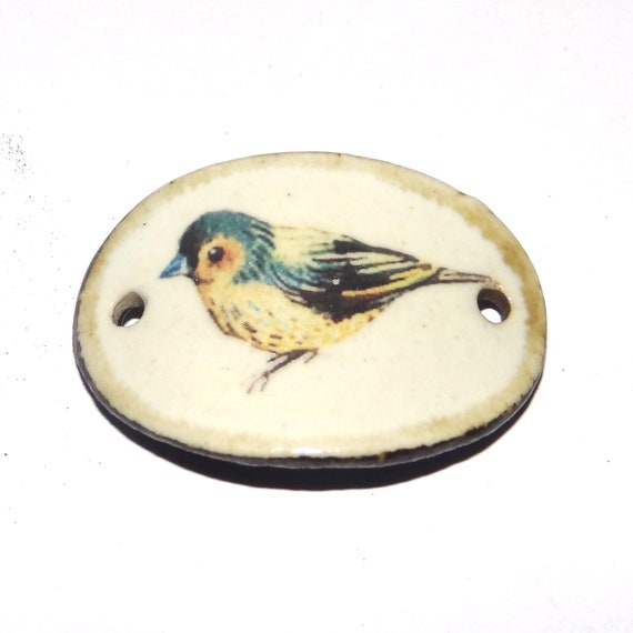 Ceramic Bird Bracelet Bar Cuff Porcelain 30mm CC4-2