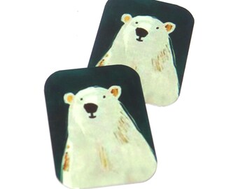 Faux Tin Polar Bear Charms Handmade 25mm 1" MM7-3