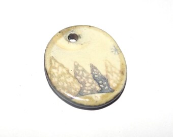 Ceramic Snowy Trees Charm Pendant Porcelain Handmade 22mm CC9-4