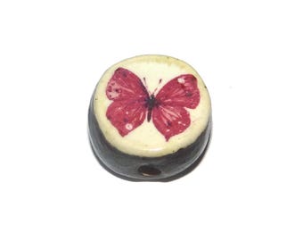 Ceramic Butterfly Bead Focal Handmade Porcelain 18mm PP5-3