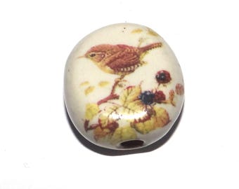 Ceramic Bird Bead Handmade Pottery Beads 19-17mm PP4-2