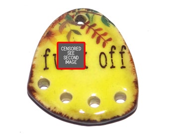 Ceramic Quote Pendant Handmade Focal Porcelain 30mm CC7-2