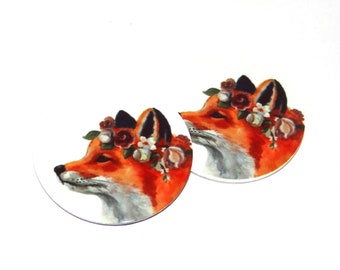 Faux Tin Fox Earring Charms Handmade 1" 25mm MC6-3