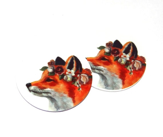 Faux Tin Fox Earring Charms Handmade 1" 25mm MC6-3