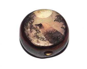 Ceramic Bird Focal Bead Handmade Pottery Beads 17mm BB8-2