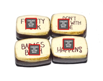 Ceramic Quote Word Bead Set Handmade 18x10mm  PP10-3