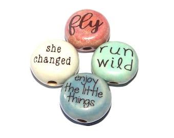 Porcelain Quote Bead Set Porcelain Handmade 15mm 0.6" CC9-3