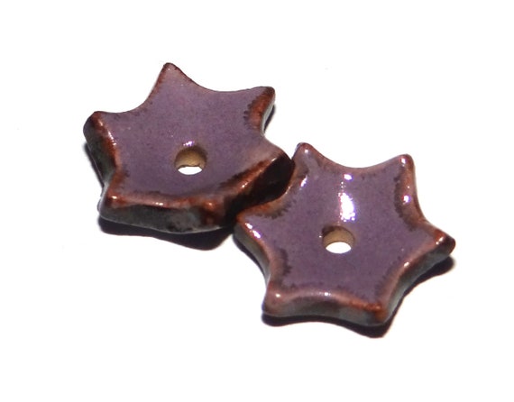 Ceramic Bloom Caps Earring Charms Pair Floral Rustic CC2-1