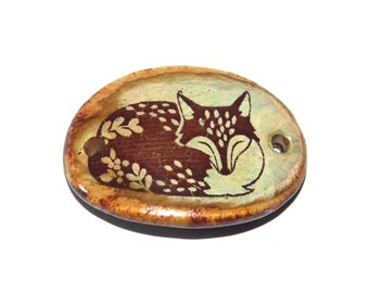 Ceramic Fox Bracelet Bar Cuff Porcelain 30mm PP4-4