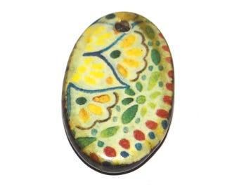 Ceramic Paisley Pendant Handmade Focal Porcelain 28mm PP8-1