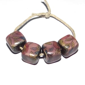 Ceramic Cube Bead Set Handmade Porcelain 10mm