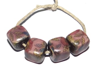 Ceramic Cube Bead Set Handmade Porcelain 10mm