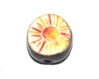 Ceramic Sun Focal Bead Handmade Pottery Beads 18mm PP7-3