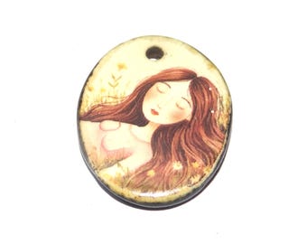 Ceramic Dreamer Pendant Handmade Focal Porcelain 32mm PP1-3