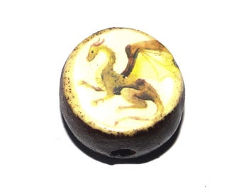 Ceramic Dragon Focal Bead Handmade Pottery Beads 17-18mm BB7-2
