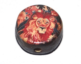 Ceramic Lion Focal Bead Handmade Pottery Beads 20mm PP8-2