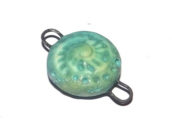 Ceramic Ammonite Connector Handmade Porcelain 22mm