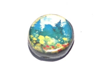 Ceramic Forest Focal Bead Handmade Pottery Beads 16mm PP1-3