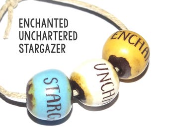 Porcelain Quote Word Bead Set Porcelain Handmade 12mm  BB2-4