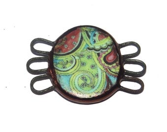 Ceramic Floral Connector Charm Multi-strand Pendant Porcelain Handmade 25mm PP9-4