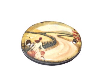 Ceramic Bike Ride Bracelet Bar Cuff Porcelain 30mm CC5-3