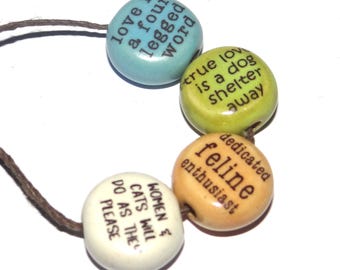 Porcelain Quote Bead Set Porcelain Handmade 15mm 0.6" BB3-1