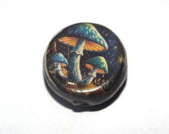 Ceramic Fungi Focal Bead Handmade Pottery Beads 16mm PP1-3