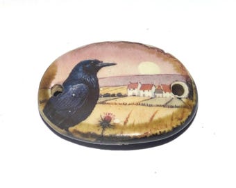 Ceramic Crow Bracelet Bar Cuff Connector Porcelain 28mm CC1-1