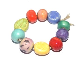 Ceramic Bead Set Handmade Porcelain 8-15mm