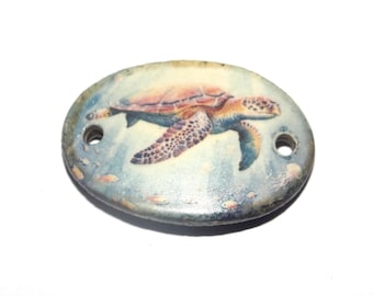 Ceramic Turtle Bracelet Bar Cuff Porcelain 30mm CC6-4