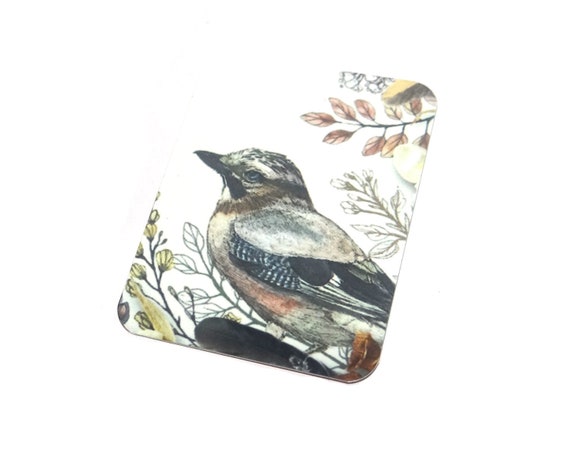 Faux Tin Bird Pendant Handmade Wildlife Floral 45mm 1.8" MLP7-4