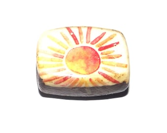 Ceramic Sun Focal Bead Handmade Pottery Beads 17-18mm BB7-2