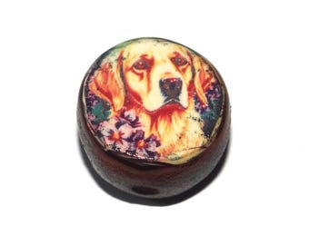 Ceramic Dog Focal Bead Handmade Pottery Beads 17-18mm BB7-2