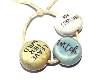 Porcelain Quote Bead Set Porcelain Handmade 15mm 0.6" CC8-3