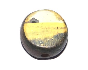 Ceramic Barn Focal Bead Handmade Pottery Beads 17mm PP6-4