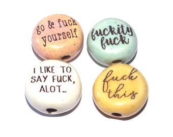 Porcelain Quote Bead Set Porcelain Handmade 15mm 0.6" CC9-3