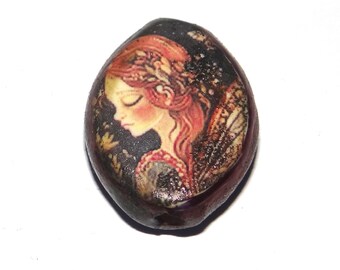 Ceramic Fairy Focal Bead Handmade Pottery Beads 20mm PP7-4