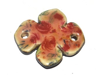 Ceramic Floral Flower Bracelet Bar Cuff Porcelain 25mm CC4-2