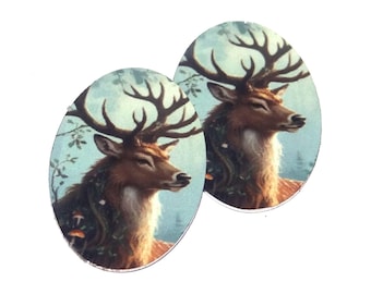 Faux Tin Stag Charms Handmade 25mm 1" MM8-1