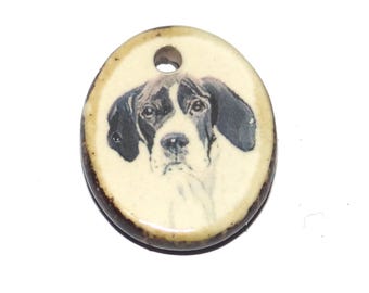 Small Ceramic Dog Pendant Charm Handmade Focal Porcelain 20mm BB7-3