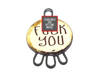 Ceramic Adult Swear Cuss Word Connector Charm Pendant Porcelain Handmade 30mm PP9-4