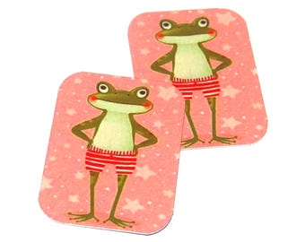 Faux Tin Frog Charms Handmade 25mm 1" MM9-3