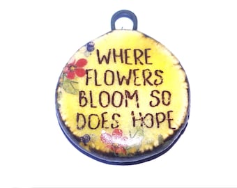 Ceramic Quote Pendant Handmade Focal Porcelain 30mm CC7-1