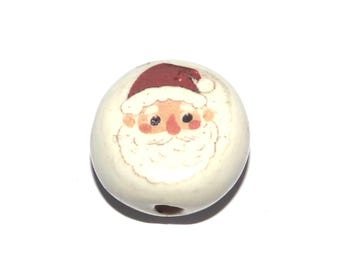 Ceramic Santa Focal Bead Handmade Pottery Beads 17mm PP6-2
