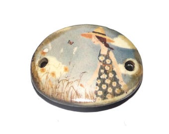 Ceramic Meadow Walk Bracelet Bar Cuff Porcelain 27mm CC6-4