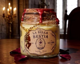 Vela Artesanal - La Bella & La Bestia - Vainilla, Rosas