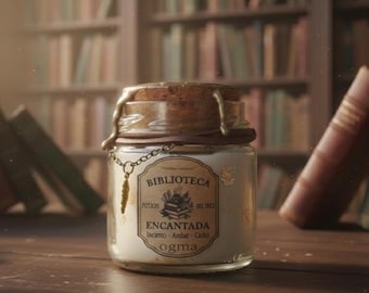 Vela Artesanal - Biblioteca Encantada - Incienso, Ambar, Cedro