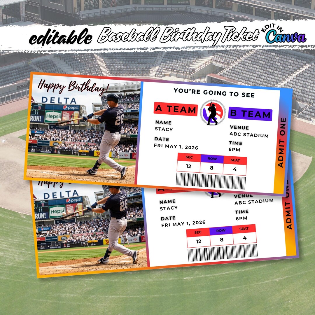Fake Rockets Ticket Template Editable Baseball Ticket Birthday Surprise, Fake Game Ticket Gift ...